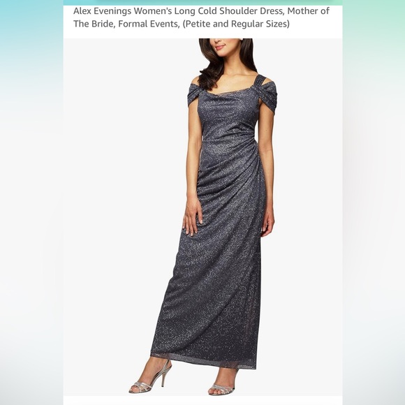 Alex Evening pewter glitter dress. Beautiful occasion gown. Worn once. - Picture 1 of 3